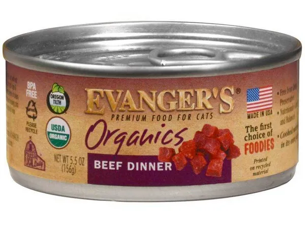 24/5.5 oz. Evanger's Organics Beef Dinner For Cats - Items on Sale Now